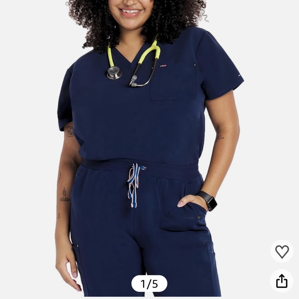 Navy Blue Scrub top NWT large